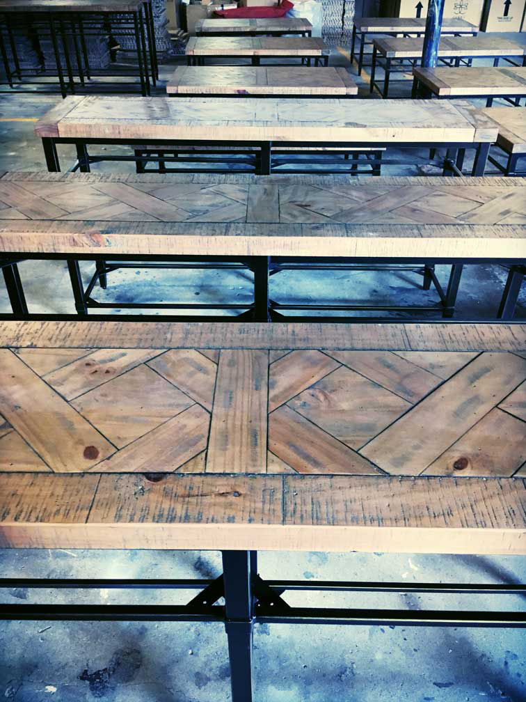Reclaimed Pine furniture in production - Arin International