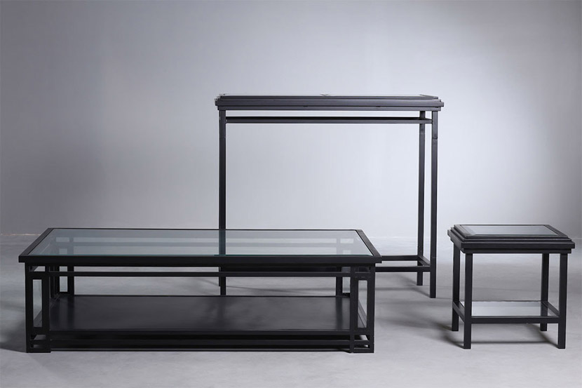 shows iron coffee tables with glass top for living room